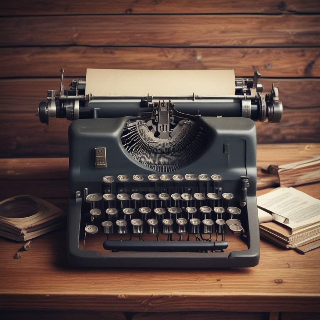 Vintage typewriter on wooden desk